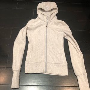 Lululemon heathered white scuba hoodie- Size 2